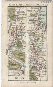 Antique map, Road: Rouen to Honfleur. 1774, Guide Royal par L Denis - Picture 1 of 1