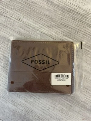 FOSSIL Bifold Wallet Mens Lufkin Brown Slim Card Wallet NEW - Image 1 of 4