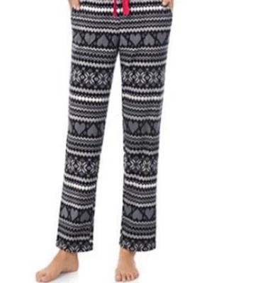 Cuddl Duds Pajama Pants Womens XXL Black White Fair Isle Fleece Cozy Nordic - Image 1 of 4