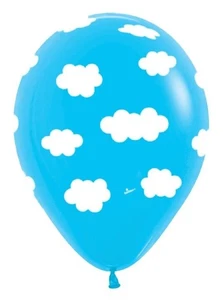 Cloud Latex Balloons 50 Count White Clouds Blue Latex Baby Shower - Picture 1 of 3