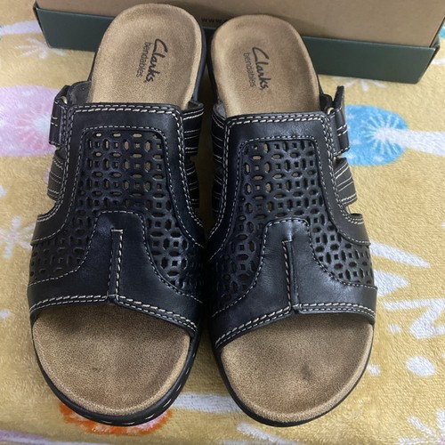 Clarks Donna Pelle Pieghevole Lexi Bark Taglia 9.5 Nero Cuscino Arch Supp