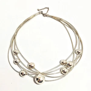 Paola Valentini PV Sterling Silver Multi Sphere Modernist Necklace Italy 65gm 18 - Picture 1 of 8