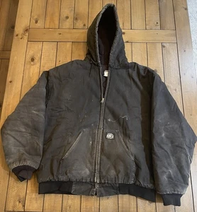 Vintage Polar King Jacke Herren 2XL Regular schwarz Kapuze gesteppt Workwear * - Bild 1 von 12