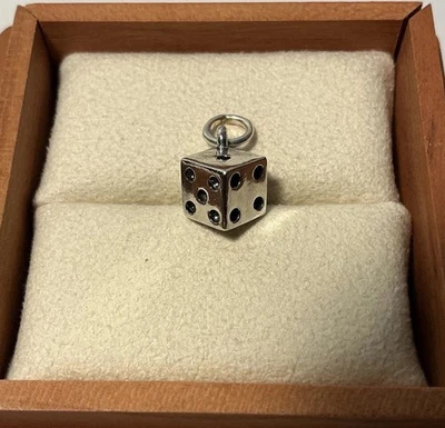 退役 James Avery 骰子小饰品 925 纯银精美工匠珠宝未切割 — 第 1/4 张图片