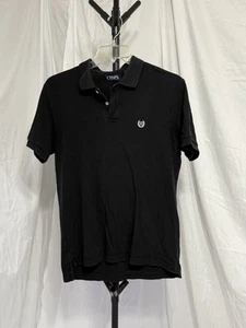 Chaps Short Sleeve Black Polo Shirt Men's Size Small White Logo 100% Cotton - Picture 1 of 12