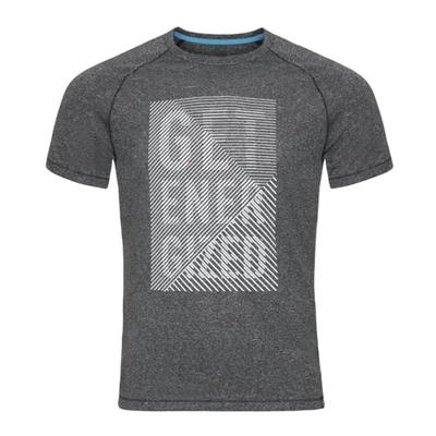 ODLO TOP AION Men's T-Shirt, Short Sleeve Shirt, Sports Shirt Grey Placed Print S - Image 1 of 2