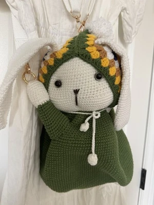 Nuevo bolso mochila conejito ganchillo hecho a mano gran regalo para niños correa ajustable Foto 1 de 4