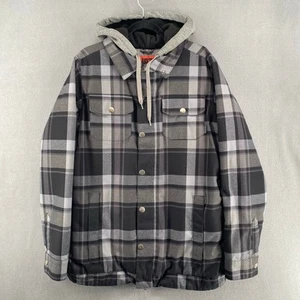 Burton Hackett Insulated Snowboard Jacket Dryride Mens S Gray Black Plaid Hooded - Picture 1 of 18