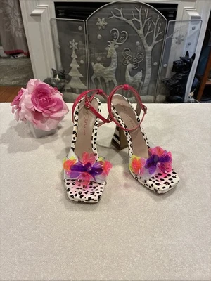 Zapatos Betsey Johnson Mujer Talla 8 M Lunares Tacones Florales Retro Flores Sandalias Foto 1 de 4
