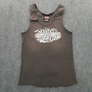 Vintage Harley Davidson Top Damen L Tank Braun Laval Quebec Biker Distressed - Bild 1 von 11