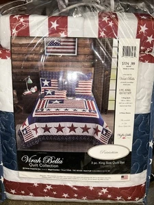Virah Bella - Patriotic - KING 3 Piece Quilt Set NEW - Picture 1 of 6