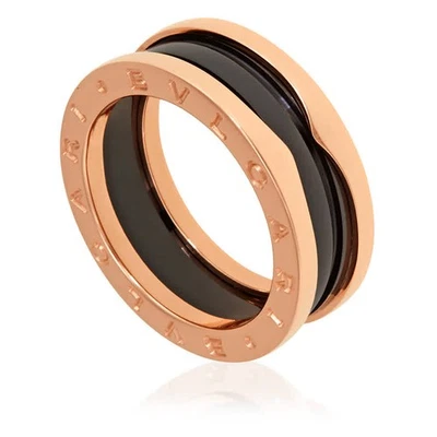 Bvlgari B.Zero1 18K Rose Gold And Black Ceramic 2-Band Ring, Brand - Image 1 of 4