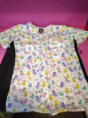 SCRUB TOP SIZE XL  WIENER DACHSHUN DOG NWT NURSE MEDICAL VET CNA Dogs - Image 1 of 4