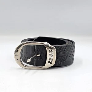 Vintage Black Harley Davidson Leather Belt Made In USA Size L 36/38 - Picture 1 of 12