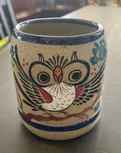 Taza de gres búho volador pintada a mano México - Imagen 1 de 7
