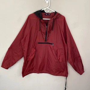 Gap Anorak Rain Jacket Windbreaker Men’s XL Red Pullover Pockets 1/4 Zip hoodie - Picture 1 of 11