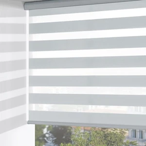 ChrisDowa Cordless Zebra Blinds 33x72 Light Grey, Dual Layer Light Filtering - Picture 1 of 8