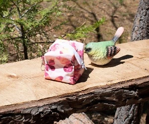 Tiny Makeup Bag, Cosmetic Organizer, Pink Butterfly Cotton Cosmetic Bag - Picture 1 of 4