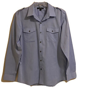 Mark Anthony Linen Blend Shirt Mens Medium Green Long Sleeve Button Up..