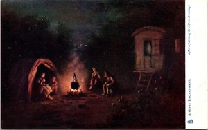 Vintage A Gipsy Encampment Feuerlichteffekte Alfred Armitage 1904 Tuck Postkarte - Bild 1 von 2