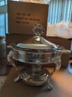 Silver Plated Chafing Dish -9" Round Casserole Warming Dish and stand with cover