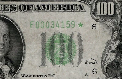 1934 $100 Federal Reserve Note Atlanta STAR NTOE Fr.2151a-F* PCGS 30 F00034159* - Image 1 of 3