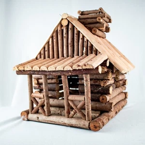 Handcraft Cozey Rustic Log Cabin Deck Chimney Size 11"L x 10.5"W - Picture 1 of 16