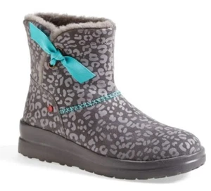 NIB UGG gray leopard bow boots Blue Bow Animal Print Ugg Boots - Picture 1 of 4