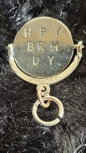 Vintage Sterling Silber Charm Happy Birthday Flip Schild bewegt gestempelt - Bild 1 von 3