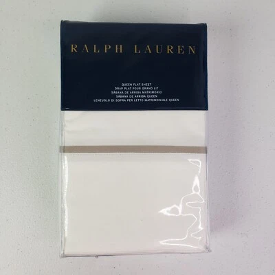 Ralph Lauren One Queen Sábana Plana Palmer Percal Franela Pálida 96x108 pulgadas Nueva con Etiquetas Foto 1 de 4