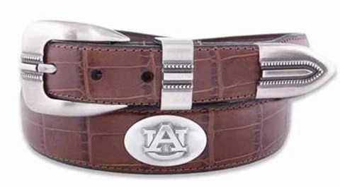 ZeppelinPro UAU-BOLPTCRC-TAN-44 Auburn Concho Croc Tan Leather Belt - 44 Waist Cover