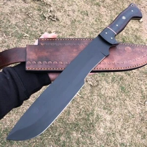 24" CUSTOM HANDMADE STEEL POWDER COATED HUNTING CAMPING MACHETE WITH SHEATH - Picture 1 of 3