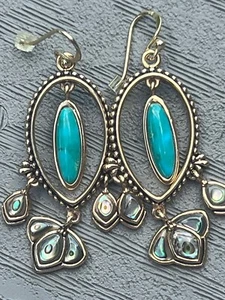 BARSE vergoldete 925 Silber Ohrhänger Ohrhänger Abalone Muschel Faux Türkis - Bild 1 von 12