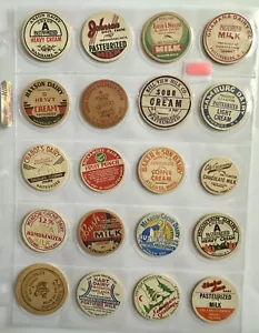 Vintage Assorted Milk Bottle Caps Lot SHEET OF 20 - Picture 1 of 12