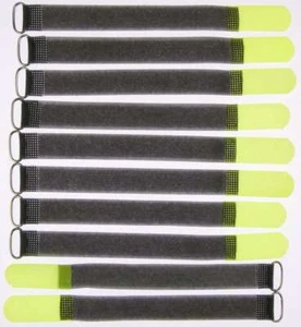 10 Klett Kabelbinder 200 x 20 mm neongelb FK Kabelklettband Kabelklett Klettband - Picture 1 of 9