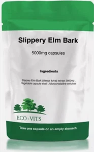 Slippery Elm Bark 5000mg Capsules – Digestive Health & Soothing Support - ECOVIT - Picture 1 of 2