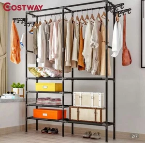 COSTWAY appendiabiti moderno da pavimento armadio stendibiancheria Organizer - Foto 1 di 14