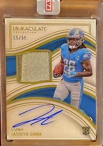 /99 True RPA Jahmyr Gibbs 2023 Immaculate RC Rookie Patch Auto On-Card SEALED 🦔 - Picture 1 of 2