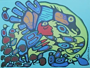 Norval Morrisseau Limited Edition Thunderbird Vision Mounted Canvas COA - Bild 1 von 3