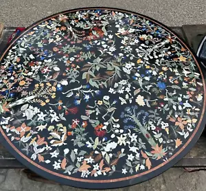 48" Round Marble Table Top Pietra dura Inlay Handmade Work Unique Home Furniture - Picture 1 of 6