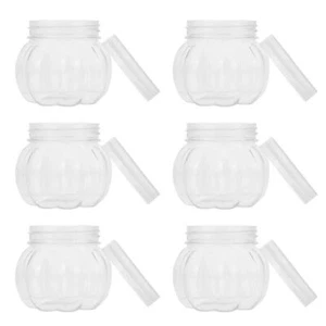 5 Pcs Transparent 150ml Pumpkin Jar Plastic Food Container Cookies Grain Tea - Picture 1 of 9