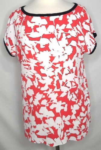 Camicetta tunica Kate Spade taglia 10 rossa nera bianca astratta floreale crepe top