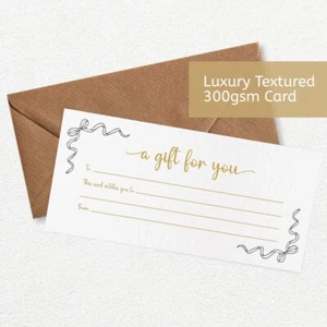 Blank Gift Voucher, A Gift For You Reveal, Black Bow Personalised Gift Voucher - Picture 1 of 2