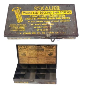 Caja de almacenamiento de herramientas de metal pequeña vintage contenedor 10 compartimentos bandeja - solo caja - Imagen 1 de 10