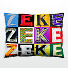 Personalized Pillow featuring the name ZEKE in photos of actual sign letters