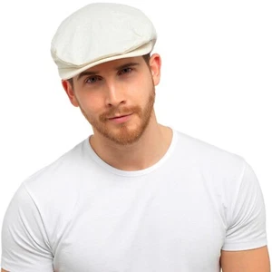 Unisex Lightweight Linen Cotton Summer Style Flat Cap - Picture 1 of 6