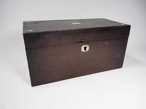 Antique Wood Oak? Mother of Pearl? Box with Lid - 25.5cm x 12.5cm x 12.5cm - Picture 1 of 18