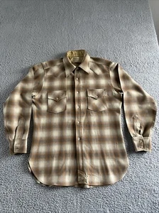 Camisa Pendleton Hombre’s Cuadros 💯 % Lana Virgen Años 70’s Vintage Etiqueta Marrón - Imagen 1 de 15