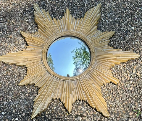Vintage Mid Century Modern Sunburst/Starburst Gold Gilt Mirror #4110 Cover