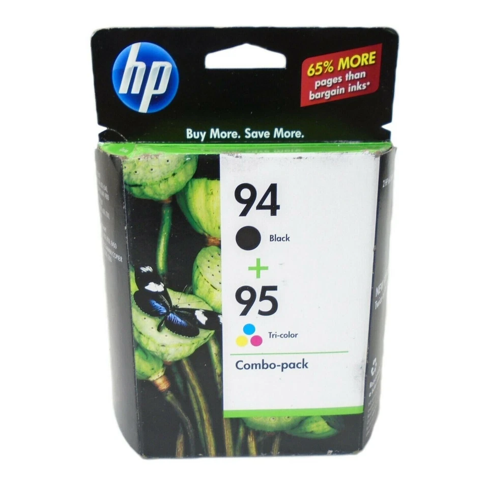 Set Genuine Factory Sealed HP 94 Blk & 95 Color Inkjet Cartridges dated 2022 - Image 1 of 1